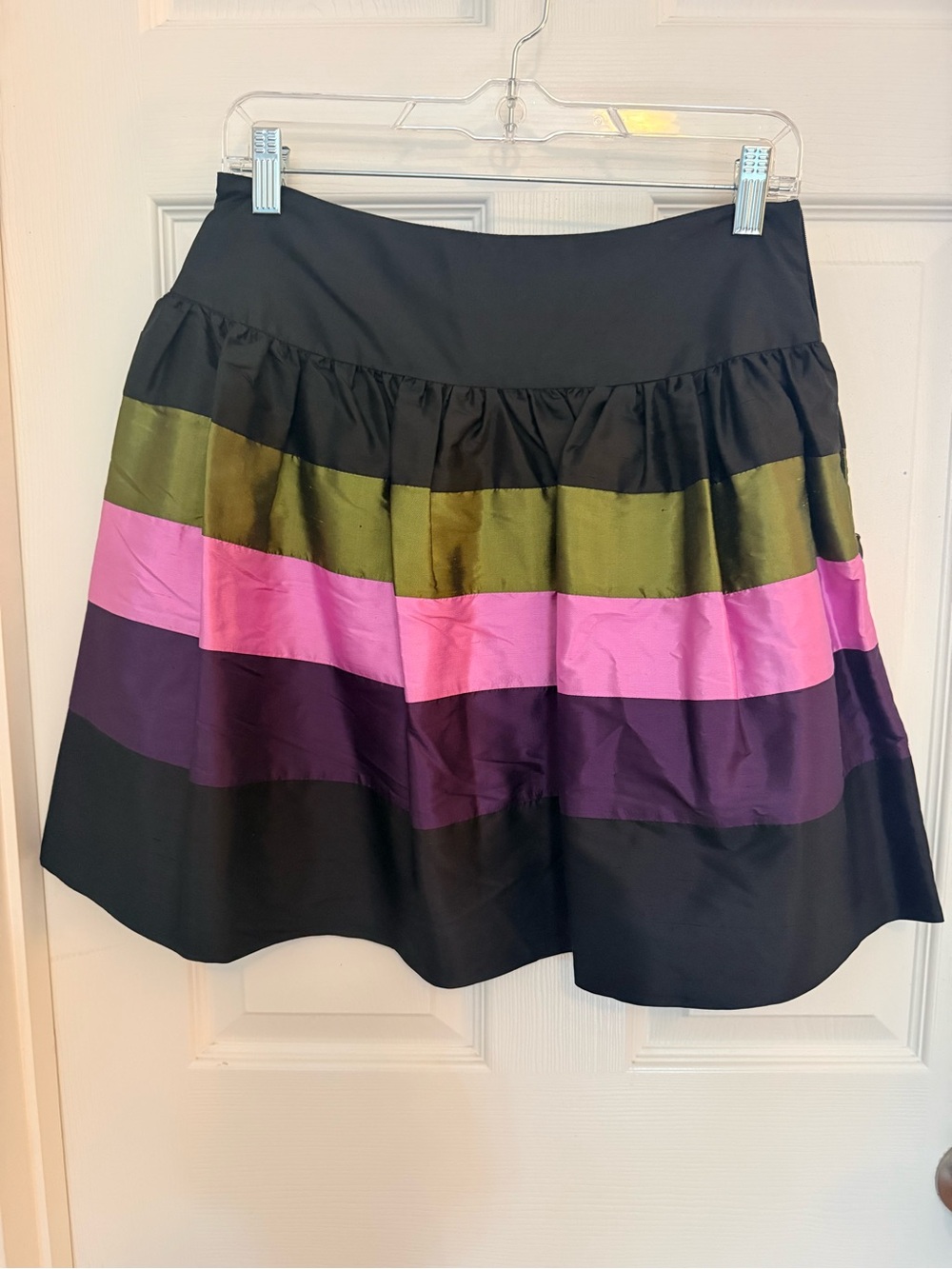 Kensie Girl Black Skirt with Pink, Purple and Olive Stripes